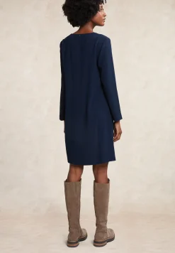 Best River Woods Navy V-hals jurk lange mouwen -