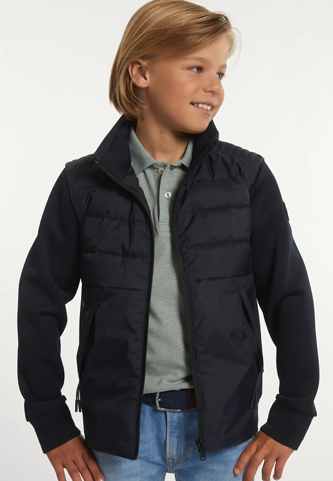 New River Woods Neopreen gewatteerde jas met kap navy -