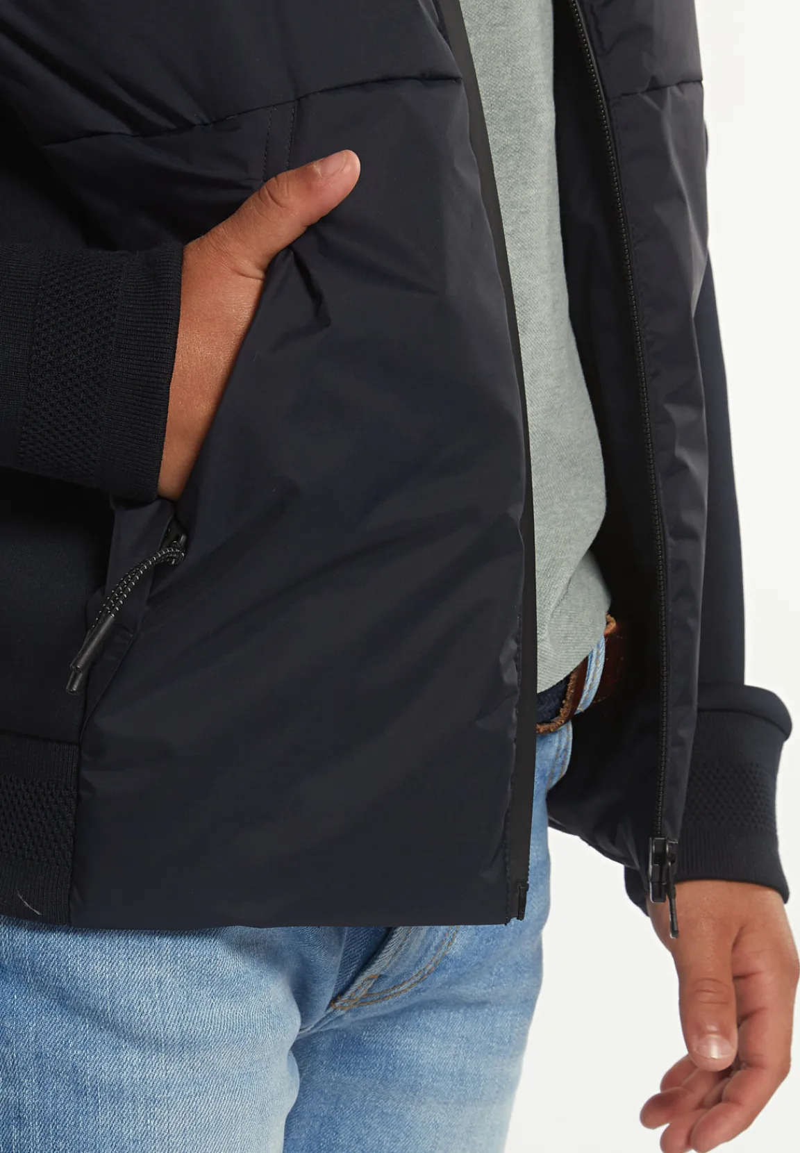 New River Woods Neopreen gewatteerde jas met kap navy -