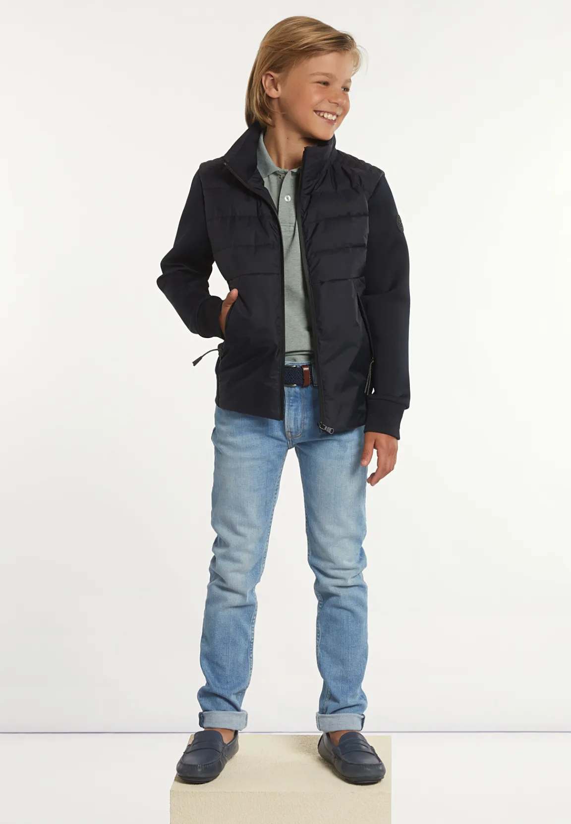 New River Woods Neopreen gewatteerde jas met kap navy -