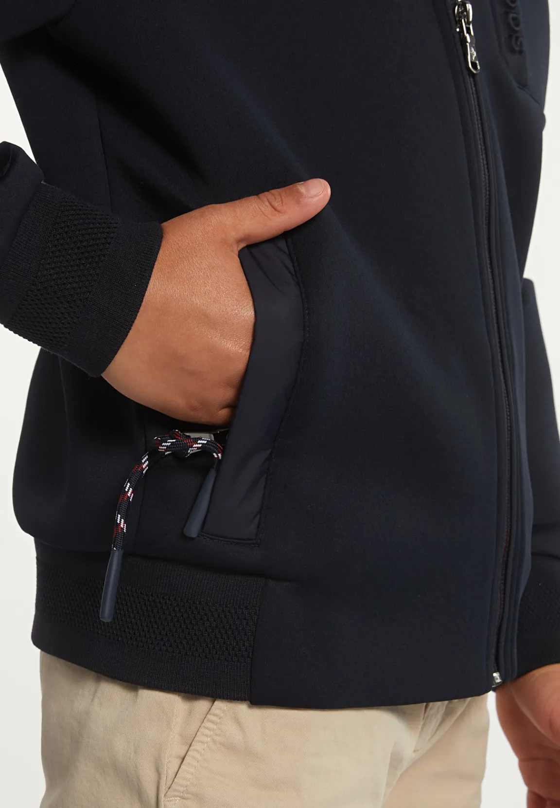 Discount River Woods Neopreen jas met kap borstzak navy blue -