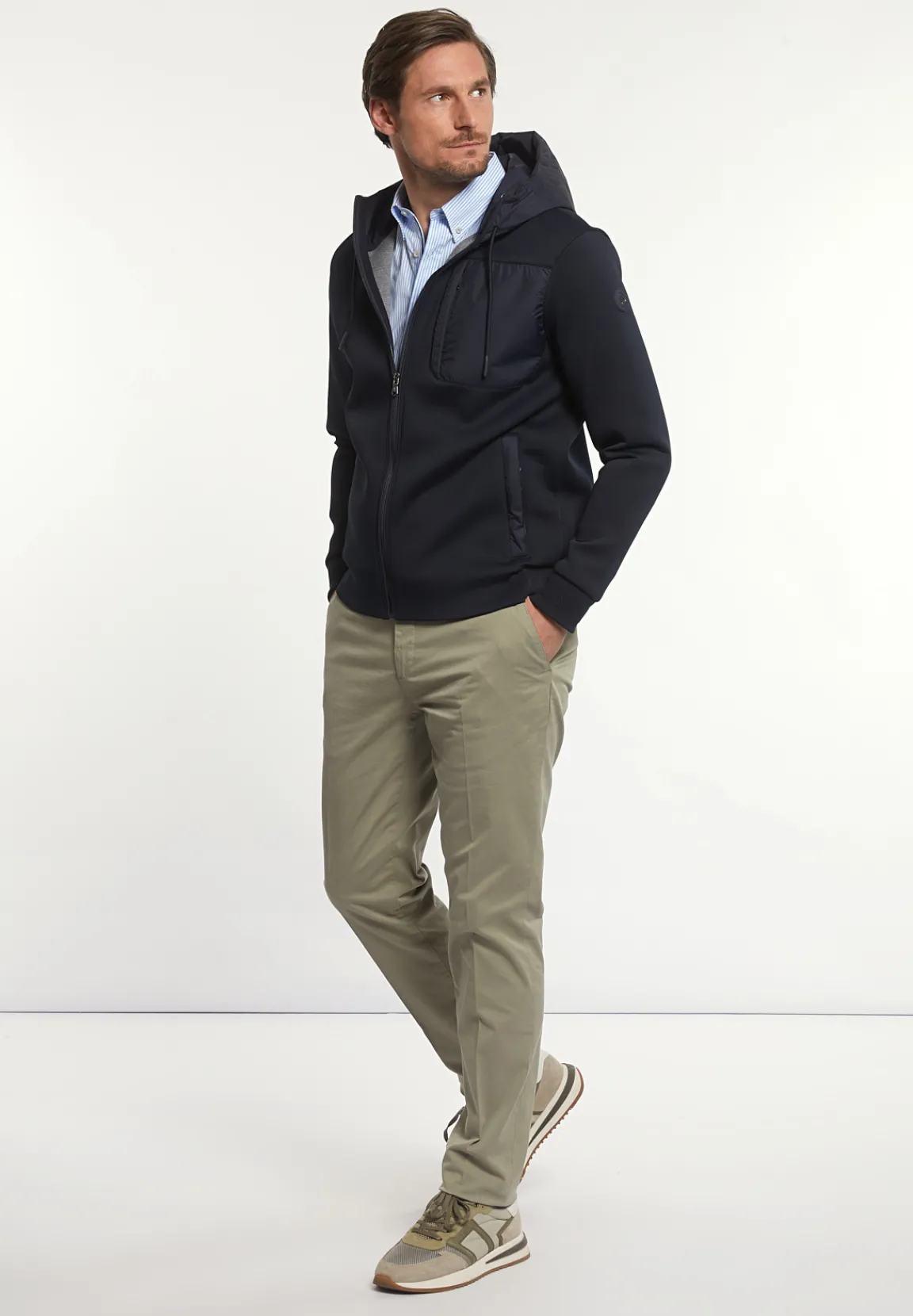 Hot River Woods Neopreen jas met kap borstzak navy -
