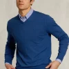 Fashion River Woods Normal fit basic katoenen V-hals trui blue jelly mix -