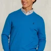 Clearance River Woods Normal fit basic katoenen V-hals trui tropical blue mix -