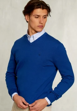 Sale River Woods Normal fit basic katoenen V-hals trui nile mix -