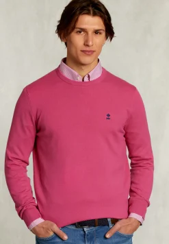 Fashion River Woods Normal fit basic katoenen trui ronde hals amaranth -