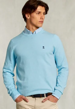 Sale River Woods Normal fit basic katoenen trui ronde hals bora bora mix -