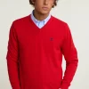 Fashion River Woods Normal fit basic katoenen V-hals trui harvard red -