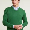 New River Woods Normal fit basic katoenen V-hals trui belize mix -