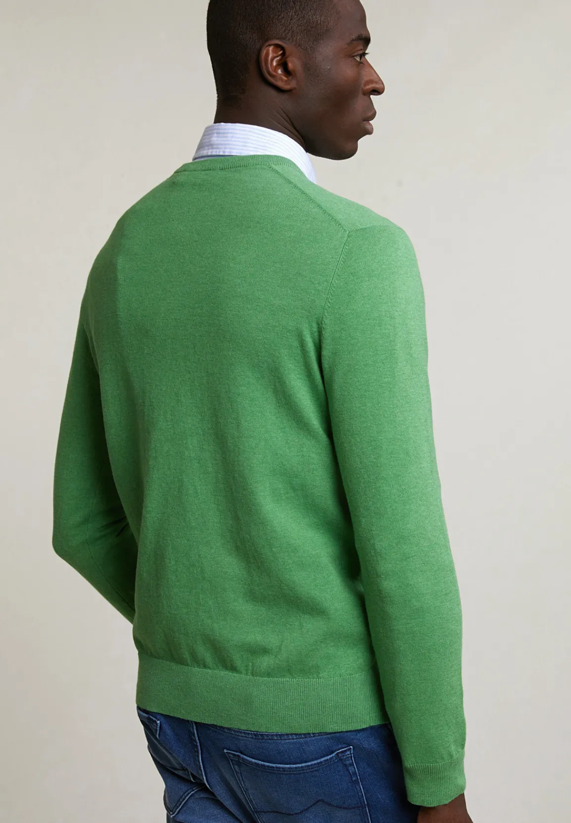 Clearance River Woods Normal fit basic katoenen V-hals trui apple mix -