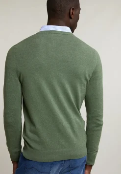 Clearance River Woods Normal fit basic katoenen trui ronde hals safari mix -