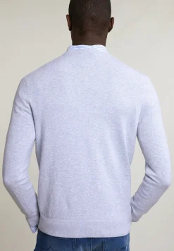 Sale River Woods Normal fit basic katoenen trui ronde hals lt grey mix -