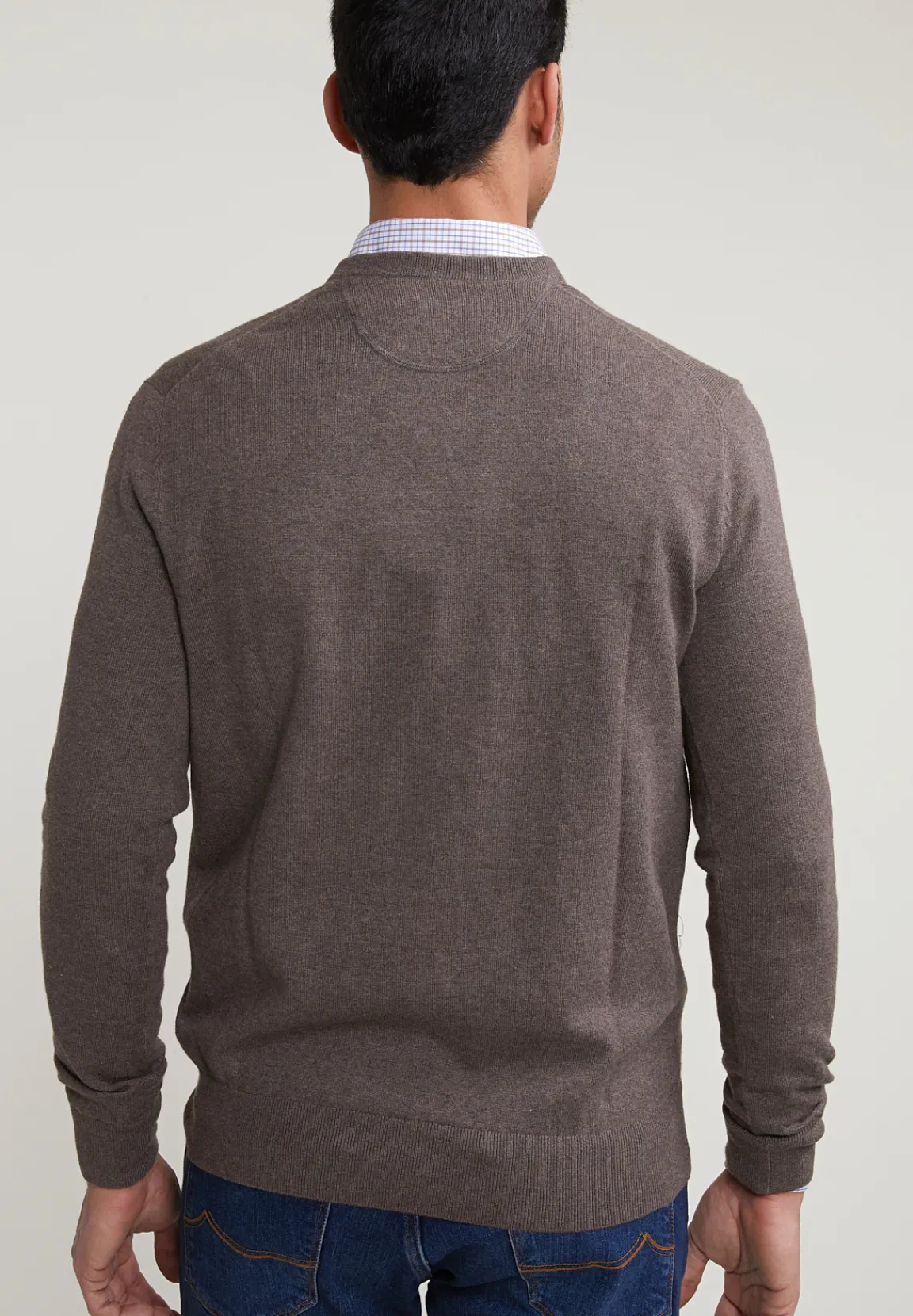 Hot River Woods Normal fit basic katoenen V-hals trui croissant mix -
