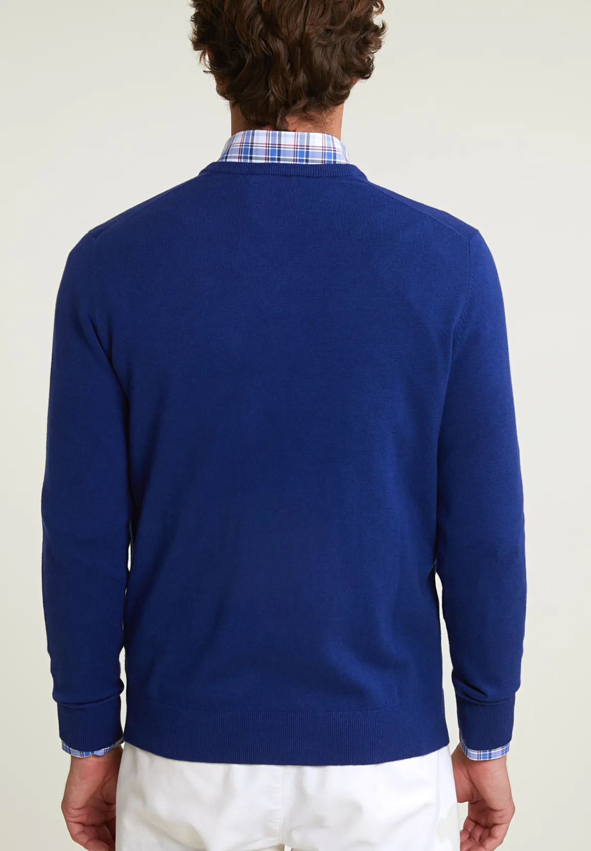 Best River Woods Normal fit basic katoenen V-hals trui royal blue mix -