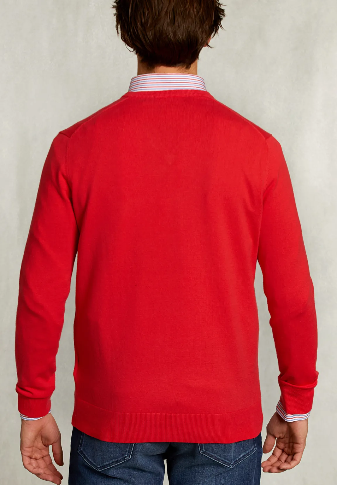 New River Woods Normal fit basic katoenen V-hals trui pomegranate -