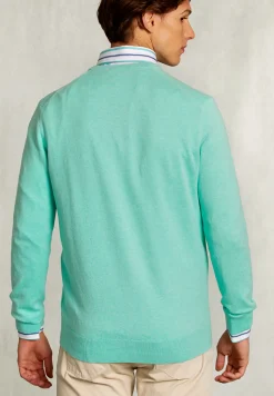 Clearance River Woods Normal fit basic katoenen V-hals trui gimlet mix -