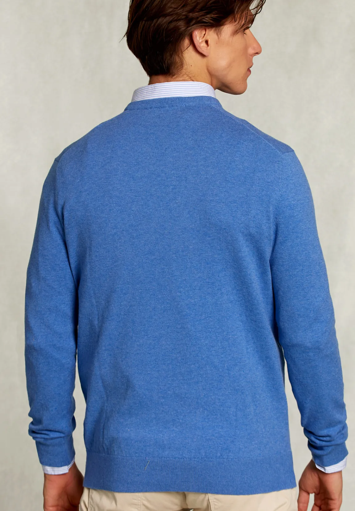 Sale River Woods Normal fit basic katoenen V-hals trui bluetiful mix -