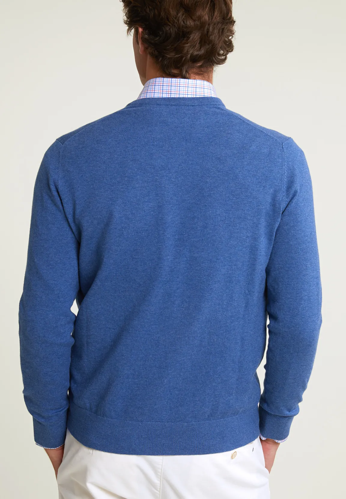 Hot River Woods Normal fit basic katoenen V-hals trui lake mix -