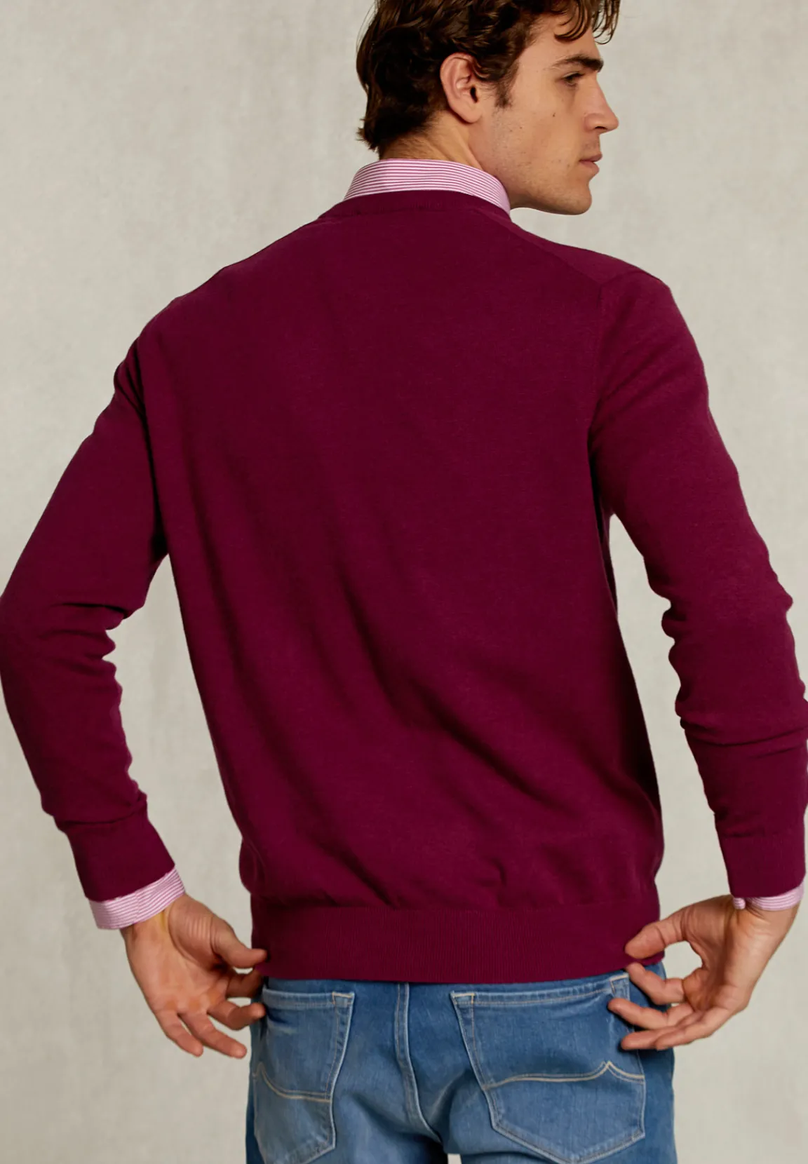 Online River Woods Normal fit basic katoenen V-hals trui cuberdon mix -