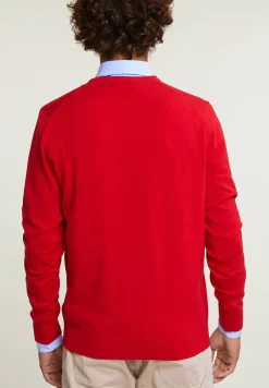 Fashion River Woods Normal fit basic katoenen V-hals trui harvard red -