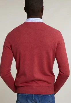 Sale River Woods Normal fit basic katoenen V-hals trui tomato mix -
