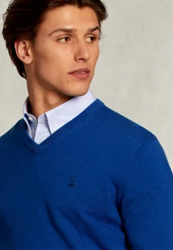 Sale River Woods Normal fit basic katoenen V-hals trui nile mix -