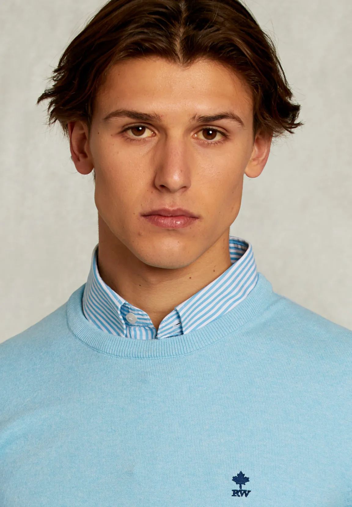 Sale River Woods Normal fit basic katoenen trui ronde hals bora bora mix -