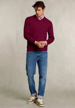 Online River Woods Normal fit basic katoenen V-hals trui cuberdon mix -