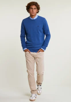 Sale River Woods Normal fit basic katoenen trui ronde hals hamptons blue mix -