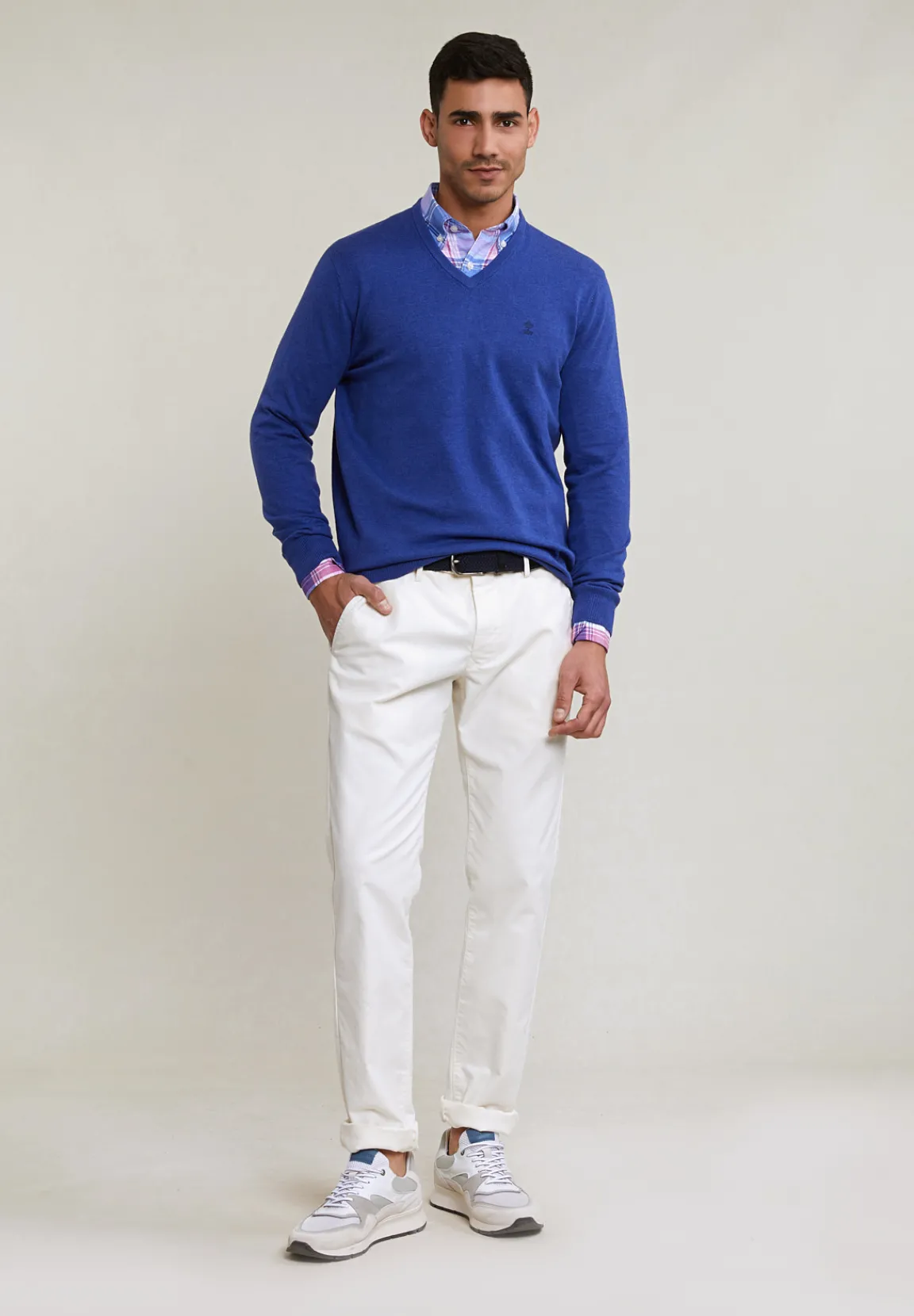 Online River Woods Normal fit basic katoenen V-hals trui lt lake mix -