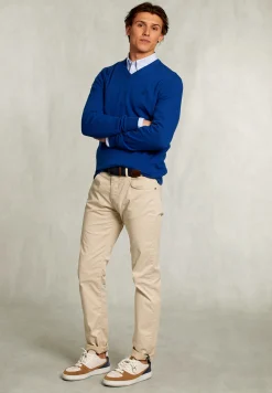 Sale River Woods Normal fit basic katoenen V-hals trui nile mix -
