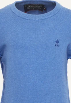 Sale River Woods Normal fit basic trui ronde hals blue azure mix -