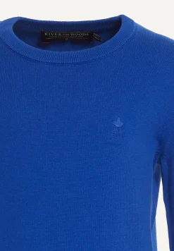 Online River Woods Normal fit basic trui ronde hals cobalt mix -