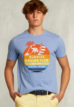 Outlet River Woods Normal fit basic T-shirt blue gin mix -