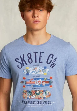 Best River Woods Normal fit basic T-shirt blue gin mix -