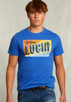 Online River Woods Normal fit basic T-shirt carribean blauw -