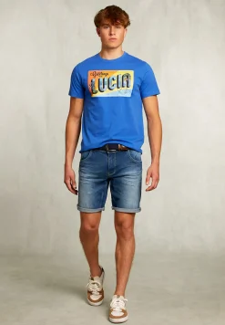 Online River Woods Normal fit basic T-shirt carribean blauw -