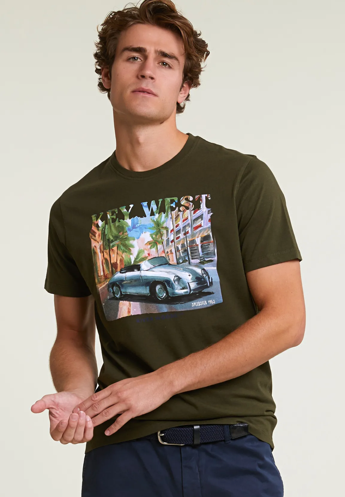 Sale River Woods Normal fit basic T-shirt korte mouwen forest mix -