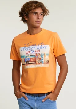 Discount River Woods Normal fit basic T-shirt korte mouwen peach -