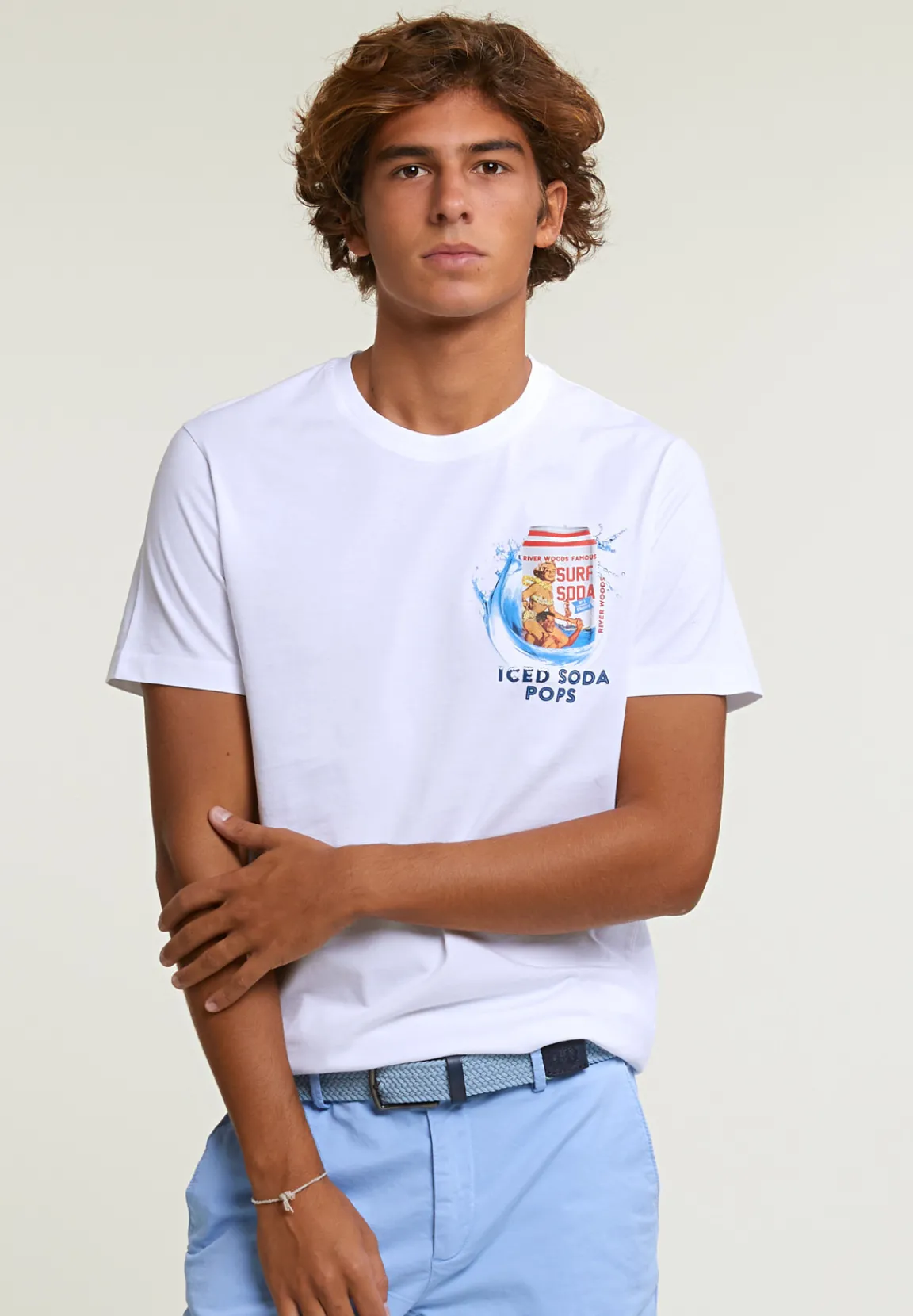 Sale River Woods Normal fit basic T-shirt korte mouwen wit -