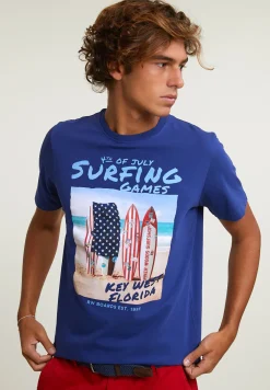 Fashion River Woods Normal fit basic T-shirt korte mouwen royal blue -