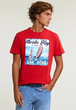 Fashion River Woods Normal fit basic T-shirt korte mouwen harvard red -