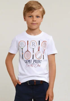 Clearance River Woods Normal fit basic T-shirt korte mouwen wit -