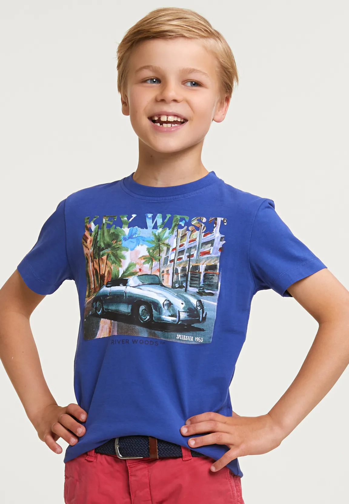 Fashion River Woods Normal fit basic T-shirt korte mouwen yale blue -