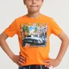 Online River Woods Normal fit basic T-shirt korte mouwen electric orange -