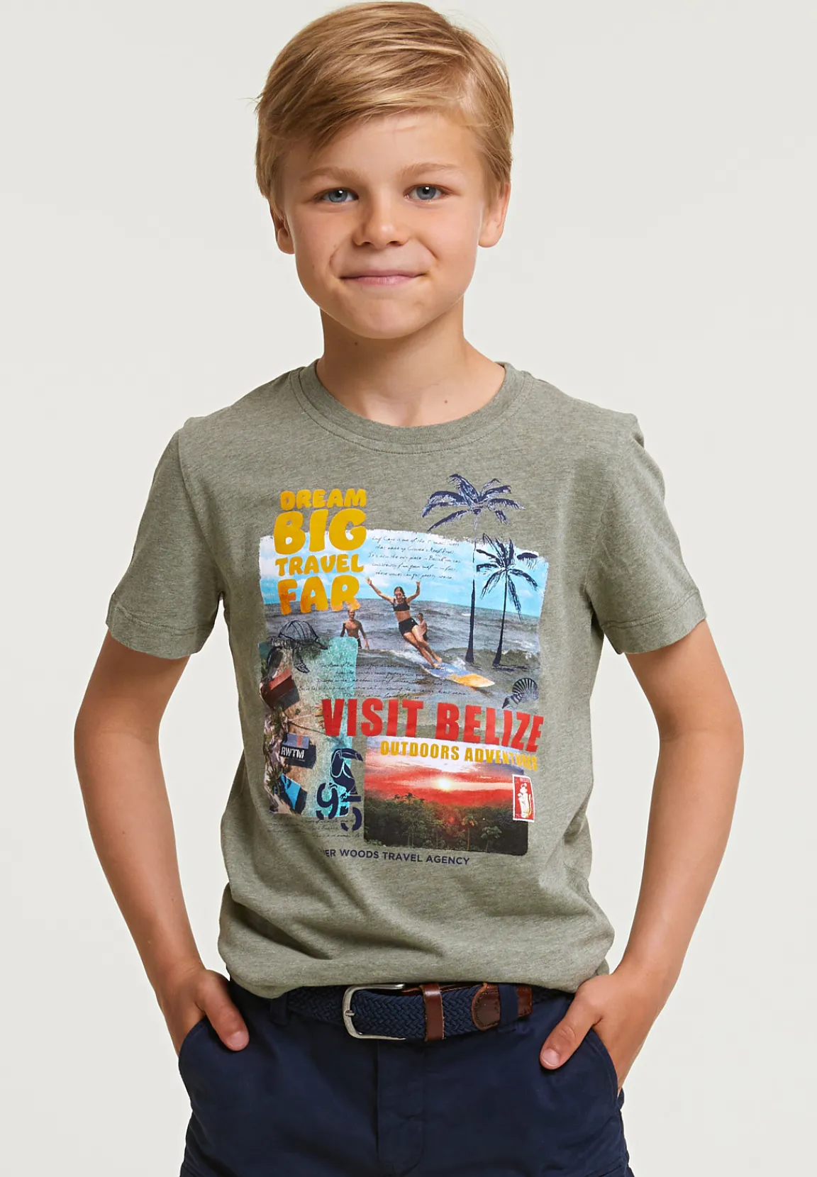 Online River Woods Normal fit basic T-shirt korte mouwen safari mix -