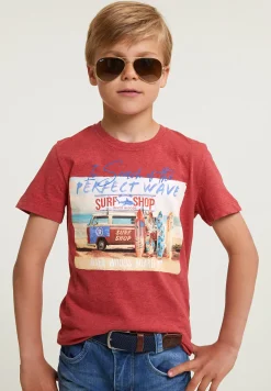 Hot River Woods Normal fit basic T-shirt korte mouwen scarlet mix -