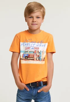 Clearance River Woods Normal fit basic T-shirt korte mouwen peach -
