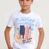 Clearance River Woods Normal fit basic T-shirt korte mouwen wit -