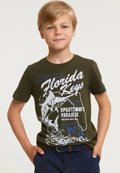 Online River Woods Normal fit basic T-shirt korte mouwen forest mix -